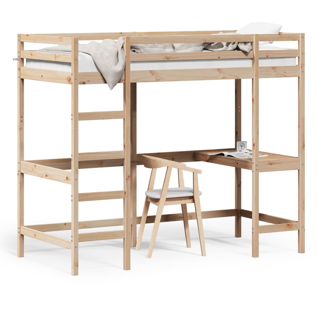 Loft Bed without Mattress 90x190 cm Single Solid Wood Pine